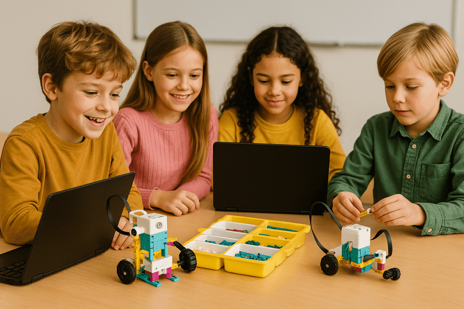 Kinder bauen und programmieren LEGO Roboter