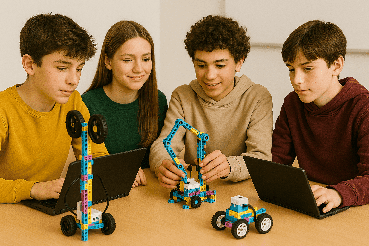 Jugendliche programmieren fortgeschrittene Roboter mit Python